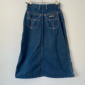 Vintage Bonjour Denim Skirt, Midi Length Denim Skirt, 1970s / 1980s Jean Skirt